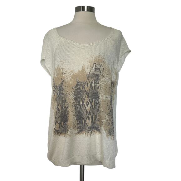 ANTONIO MELANI Sheer Snakeskin Print Top SZ LG - Picture 1 of 9